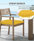 Outdoor Chair Cushions Set Of 4 Yellow 17 By 16 By 2 Inches Round Corner Water Resistant Non Slip With Straps For Patio