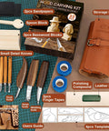 Beginner Wood Carving Kit With 23 Tools In PVC Case That Kickstarts Your Carving Game Includes 3 Whittling Knives 5 Detail Knives