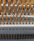 60 Piece Titanium Nitride Coated Drill Bit Set With Indexed Case High Speed Steel Sizes 1 Through 60 From 0.228 In To 0.040 In