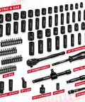 Three Eighths Inch Drive Socket Set For Any Garage Pro 95 Pieces Impact Kit With Cr V Steel SAE And Metric 6 Point