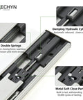 Close-up of Six Pairs 16 Inch Soft Close Drawer Slides showing damping hydraulic cylinder and double springs for quiet operation