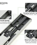Heavy Duty 18 Inch Drawer Slides Set With Soft Close And Full Extension 3 Fold Ball Bearing Rails, close-up of steel construction and parts