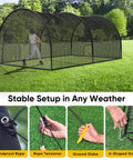 Backyard Baseball And Softball Batting Cage With Enclosed Net And Pitching Hole For Machine Or Throwing Sturdy Frame in field.