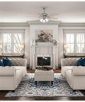 Living room with 52 Inch Indoor Ceiling Fan With LED Lights And Pull Chain For Bedroom Or Living Room, Brushed Nickel Finish, five blades.