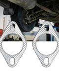 Premium 2.25 Inch Exhaust Gasket With Fire Ring For 60mm 2 Bolt Flange Graphite Construction shown under vehicle for easy installation.