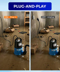 1/2 HP Submersible Trash Pump With Thermoplastic Body Delivers 2370 GPH High Flow Sewage Water Removal For Basements Sumps Wells Portable Design 10ft Power Cord Plug And Play Setup