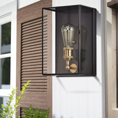 Solid Brass Outdoor Wall Light Fixture With Clear Tempered Glass Waterproof Outdoor Sconce For Front Porch Garage Garden Patio Staircase Balcony Built Tough And Ready Door Lantern Design