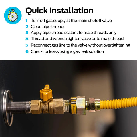 Installation guide for Straight Gas Brass Ball Valve 3/4 In FIP To 3/4 In FIP With 1/4 Turn Handle, Heavy Duty LP Gas Valve
