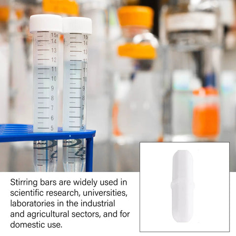 Ten Pieces PTFE Magnetic Stir Bars For Lab Mixers 20 mm White Eight Tenths Inch Stirrers in test tubes for scientific research