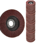 Workhorse 40 Pack 4.5 Inch Flap Discs 40 Grit Aluminum Oxide Abrasive Sanding Wheels for angle grinder, front view and stack