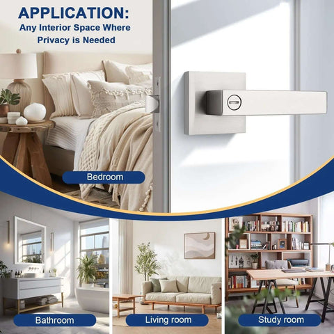 Three Pack Satin Nickel Privacy Door Levers For Interior Doors Bedroom And Bathroom Handleset With Privacy Lock Heavy Duty