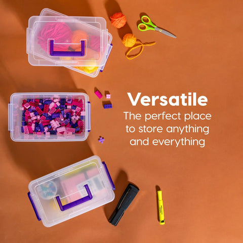 Heavy Duty Clear Plastic Storage Bins With Secure Buckle Lid Five Quart Organizers Six Pack Straight Up Made In Usa Top Shelf Picks For Art Craft And Office Gear That Will Absolutely Save Your Floor Space
