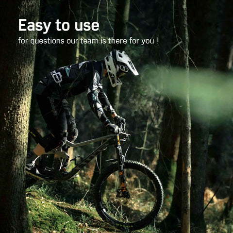 Mountain biker in forest using Two Pack Bike Brake Pads For Magura MT5 MT7 Hydraulic Disc Brakes Replacement Pads