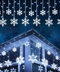 Outdoor Snowflake Christmas Lights 17.22 Feet 264 LED Snowflake Icicle Lights With 22 Drops Waterproof White For Curtain Eaves Window Decor 8 Modes.