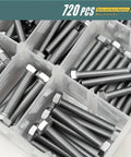Stainless Steel Hex Bolts And Nuts Kit For M4 M5 M6 Metric Set With Heavy Duty Threads And Durable Fasteners For Home DIY Auto Repairs And Industrial Projects, 720 pcs