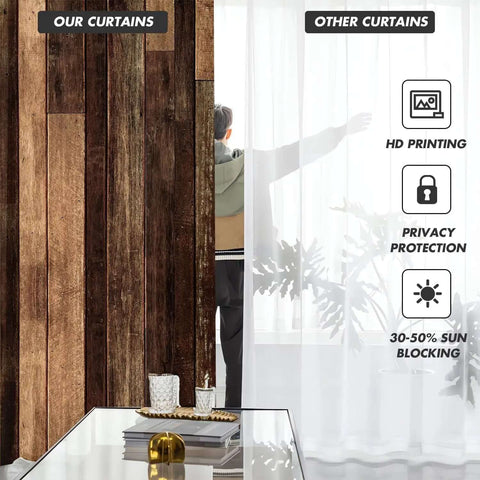 Comparison of Farmhouse Rustic Barn Door Curtain Panels Two Pack Set 52 Inches Wide By 84 Inches Long Rod Pocket Window Drapes and other curtains.