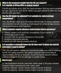 Specifications and FAQs for the Beefy 7000 Lbs Portable Car Lift with 26.8 Inch Max Height, suitable for cars, SUVs, and light trucks.