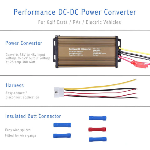 High Performance 36V And 48V To 12V Dc Dc Step Down Voltage Converter For Golf Carts Rvs And Campers Plug And Play Wiring Harness.