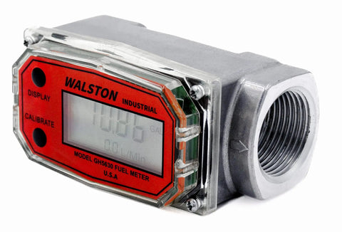 Industrial Digital Fuel Meter 1 Inch NPT Flow Meter for Diesel Gasoline Kerosene in durable aluminum, front view