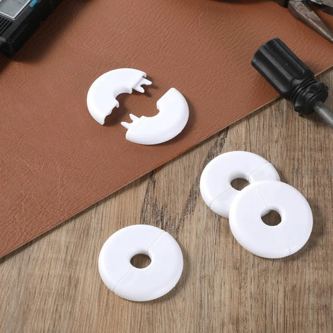 Four Pack Wall Grommets For Cables, 1.57 Inch Diameter, White Plastic Cable Pass Through Covers, Snap On Grommets For Furniture Wire Holes, Durable Bushing Covers To Protect Wires From Wear, white snap-on cable hole covers