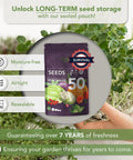 Dope Garden Seed Kit With 50 Veggie, Herb And Flower Varieties For Easy Planting, 25,000 Non GMO Heirloom Seeds pouch in garden
