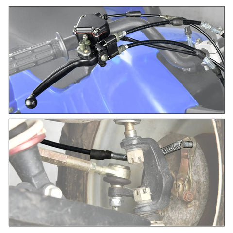 ATV Thumb Throttle And Brake Cable Kit With Full Metal Speed Governor, Front Drum Brakes Compatible, Quick Install For 50cc To 250cc Quad, Go Kart, And 7/8 Inch (22mm) Handlebars