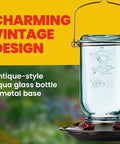 Vintage Aqua Mason Jar Hummingbird Feeder With Five Feeding Stations, 25 Ounce Glass Outdoor Backyard Bird Feeder, Easy Fill Wide Mouth Bottle