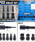Beefy Blind Hole Bearing Puller Set with Slide Hammer, 8pcs collets 8-32mm, adapters, case, internal bearing extractor kit.