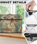 Dragonfly Flowers Sewing Machine Dust Cover With Pockets And Accessories Organizer, Stain Resistant, Machine Washable, Lightweight And Durable Polyester Protector For Most Standard Sewing Machines And Tools with detailed handle, fabric, and zipper close-up.