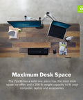 Premium Electric Height Adjustable Standing Desk 72 X 30 Inches With Reclaimed Wood Desktop and Rock Solid Steel Base, overhead view showcasing maximum desk space.