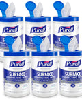 Heavy-Duty Healthcare Surface Disinfecting Wipes, 110 Count Canister shown in a set of 6, kills 99.9 percent of viruses and bacteria
