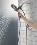 Linden 17 Series Dual Function Shower Trim Kit With 4-Spray In2ition 2-In-1 Handheld Shower Head And Hose Stainless Steel T17294-SS-I