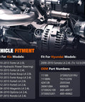 High Output 110Amp Direct Fit Alternator With 6 Groove Pulley For Hyundai Sonata 2006-2010 Kia Forte engine fitment chart