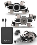 Rally XC210 Dual Sensing Power Meter Pedals For Mountain And Gravel Riding with charger and SPD compatibility shown