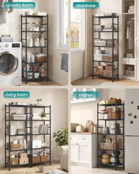 Heavy Duty 5 Tier Steel Shelving Rack Vertical Storage Organizer For Apartments Game Changer Space Saver Keep Your Setup Clutter Free With Legit Sturdy Frames And Smart Organization Flow