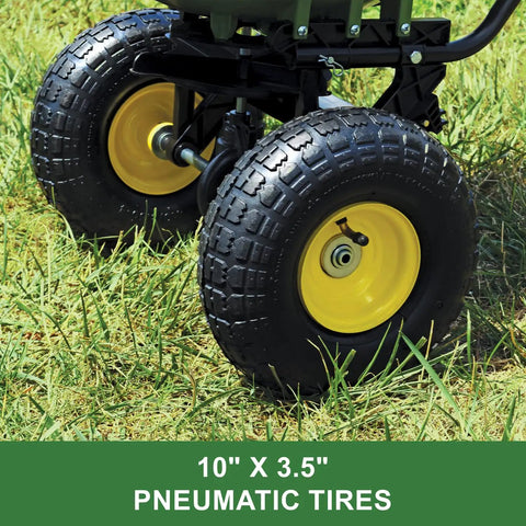 10 inch pneumatic tires on 60 Lb Walk Behind Spreader Built Tough With Pre Assembled Hopper And Enclosed Gear Box, Cable Flow Control