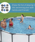 Group enjoying pool with 40mm To 1-1/2 Inch Hose Conversion Kit For Intex Coleman Above Ground Pools No-Fuss Easy Fit Adapters