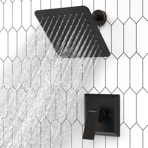 Shower Faucet Set With 8 Inch Rainfall Showerhead And Trim Kit Oil Rubbed Bronze Finish Includes 3 Way Valve For Full Control Easy Install Bathroom Shower System For Legit Spa Vibe Showers