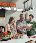 Family opening gifts in kitchen with cordless battery powered pruning shear gift box on table
