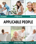 Collage of people benefiting from Fifteen Point Seven Inch Long Reach Toilet Wiping Aid, including seniors, pregnant, disabled, recovering.