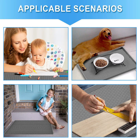 Under Sink Mat 34 Inch By 22 Inch By 0.67 Inch Silicone Cabinet Protector For Kitchen And Bathroom in various uses, dark gray