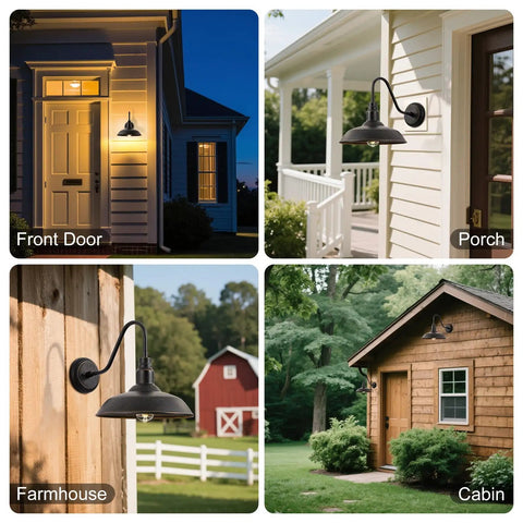 10 Inch Dome Gooseneck Outdoor Wall Light Bronze Exterior Barn Porch Fixture With Wall Mount 2 Pack on various exteriors