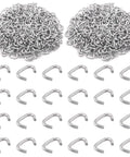 Heavy Duty Galvanized Hog Rings Assortment Kit 1000 Pcs 3 8 Inch Steel Loop Pins in silver pile and arranged on surface.