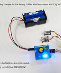 4 Cell AA Battery Holder Case With JR Connector 2P Black Red Wire For RC Models with servo tester example.