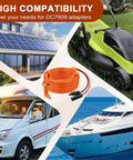 Solar To DC 8mm Charge Extension Cable 10 Ft 12AWG Plus 14AWG Copper Core displayed with various outdoor power setups.