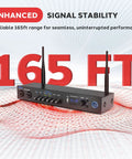 Digital Wireless Microphone System With Bluetooth, Two UHF Handheld Mics, Long Range Receiver With Built In Echo, 165 ft range