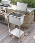 Rolling Ice Chest Cooler Cart With Stainless Steel Build On Wheels 32.8 Quart Drop In Ice Bin for outdoor parties on patio