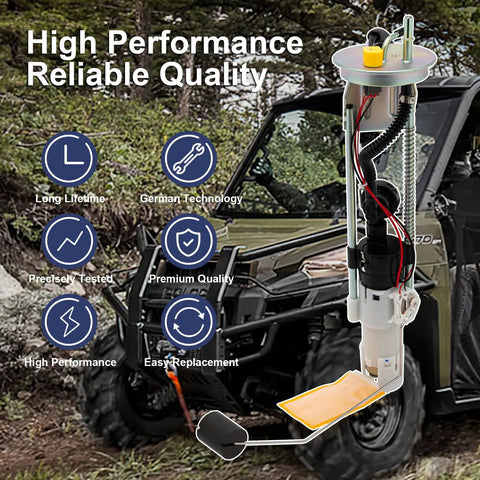 Fuel Pump Assembly For Polaris Ranger EFI 500 700 800 CREW 4x4 6x6 UTVs displayed with outdoor background and overlay text