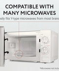 Empty microwave with open door showing compatibility description for 11.25 Inch Microwave Glass Plate Replacement For GE And Samsung Microwaves