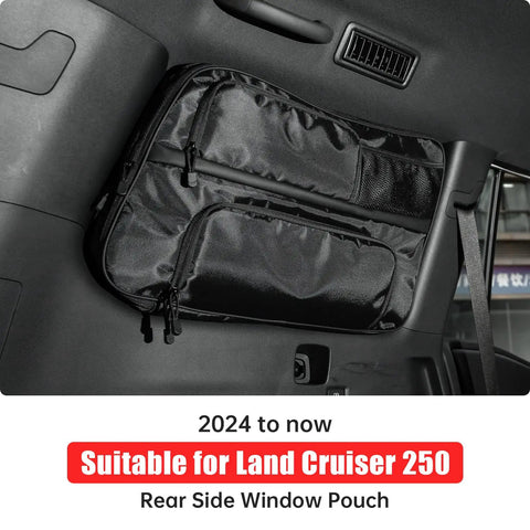 Toyota Land Cruiser Rear Side Window Hanging Bag Organizer For 2024 2025 2026 LC250 Prado Canvas Storage Box Interior Organizer Durable Tear Resistant Tuning Accessory 1 Left Side Bag